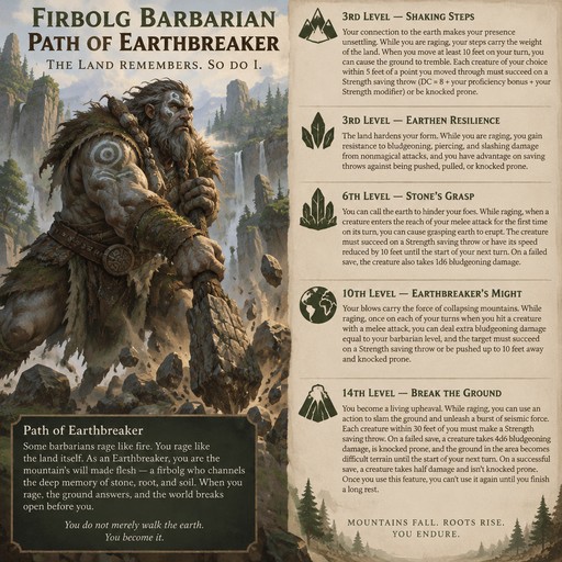Dnd 5e Firbolg barbarian subclass path of earthbreaker