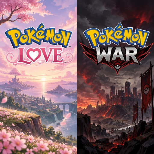 can you create a title card for two versions of a pokemon game one called Pokemon Love and one called Pokemon War