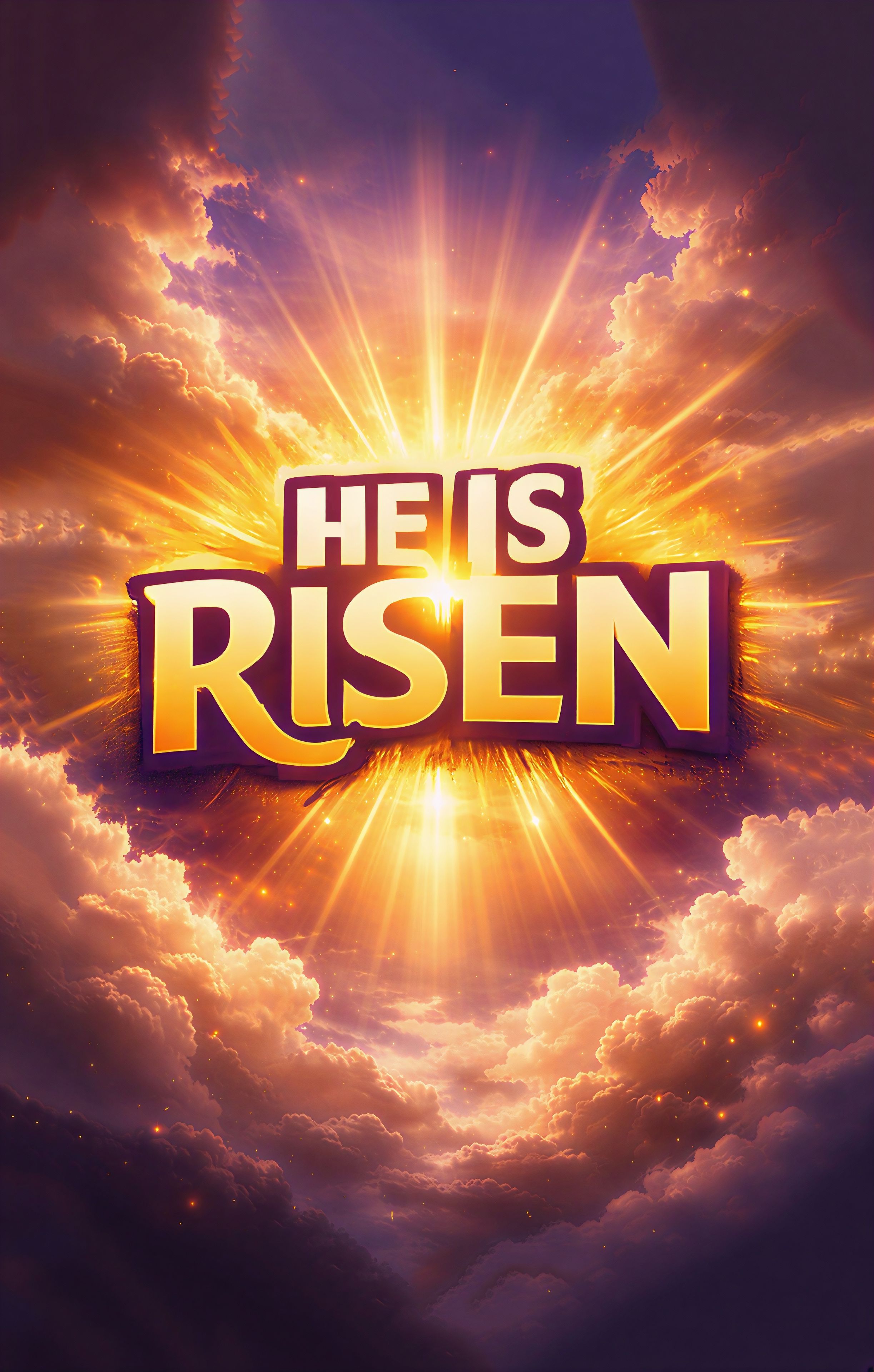 Bold and uplifting “He Is Risen” typography design featuring radiant sunburst light and glowing golden accents. Perfect for celebrating Easter and expressing faith with a modern, eye-catching style. This design combines strong lettering with warm, vibrant rays symbolizing resurrection, hope, and new beginnings. Ideal for t-shirts, stickers, mugs, and more—great for church events, gifts, and everyday inspiration.