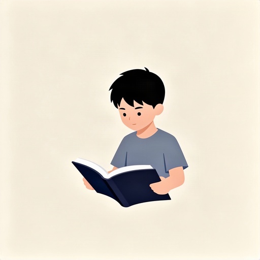 A boy reading a book