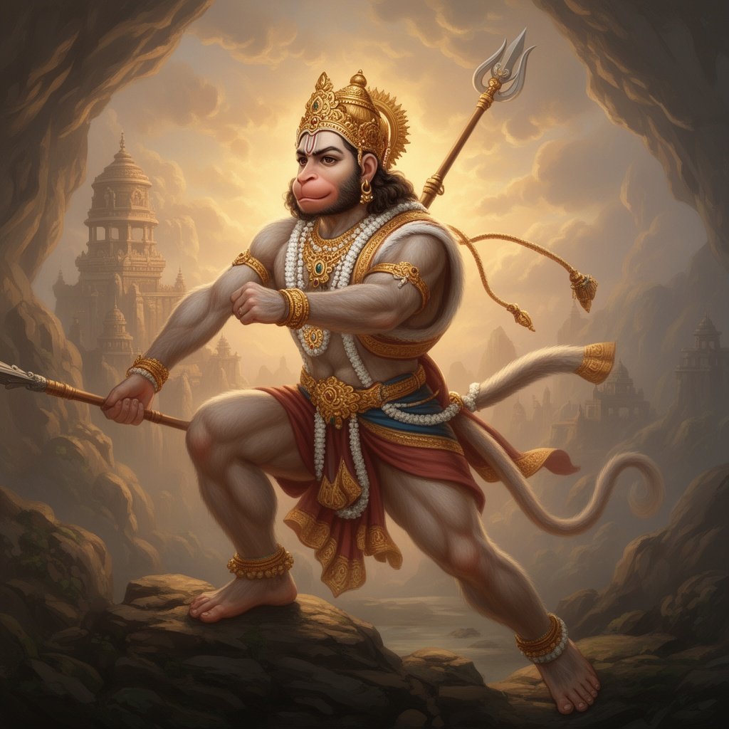 make a picture of lord hanuman tranding picture at the time of ramayan