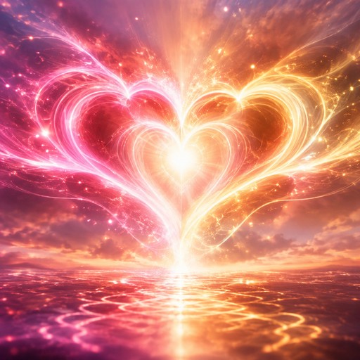 Euphoric Afterglow abstract with two hearts pulsing into one