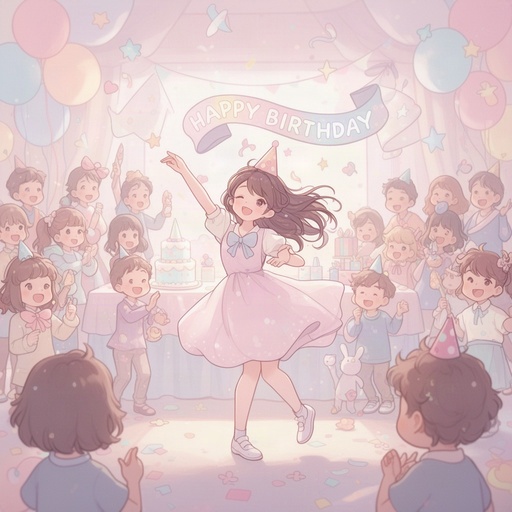 A girl dancing at a birthday party