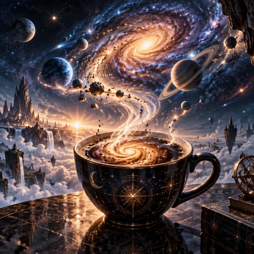 Coffee Meets the Universe – Cosmic Fantasy Splash Art