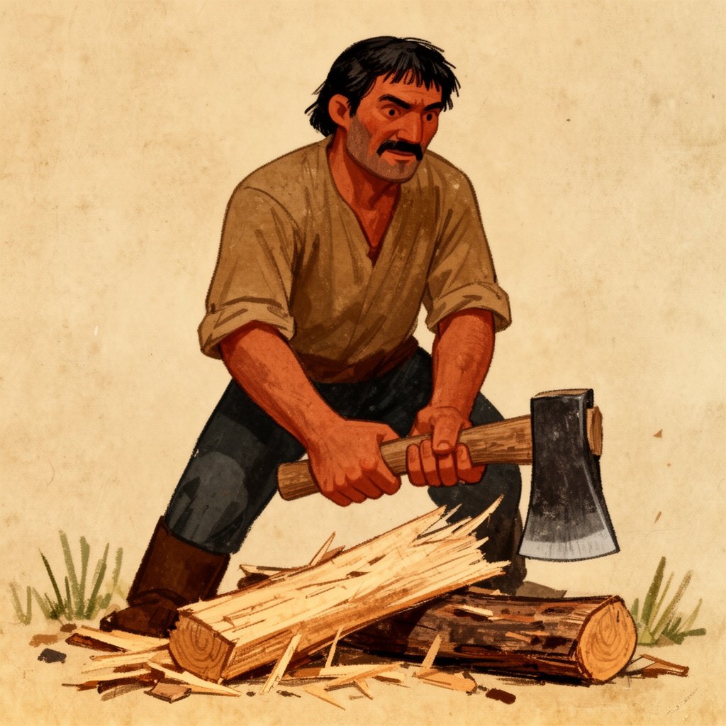A man chopping wood with an axe