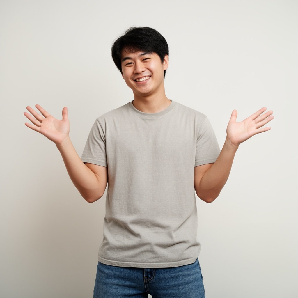 asian young man gooning