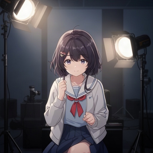 Anime girl behind the scenes 