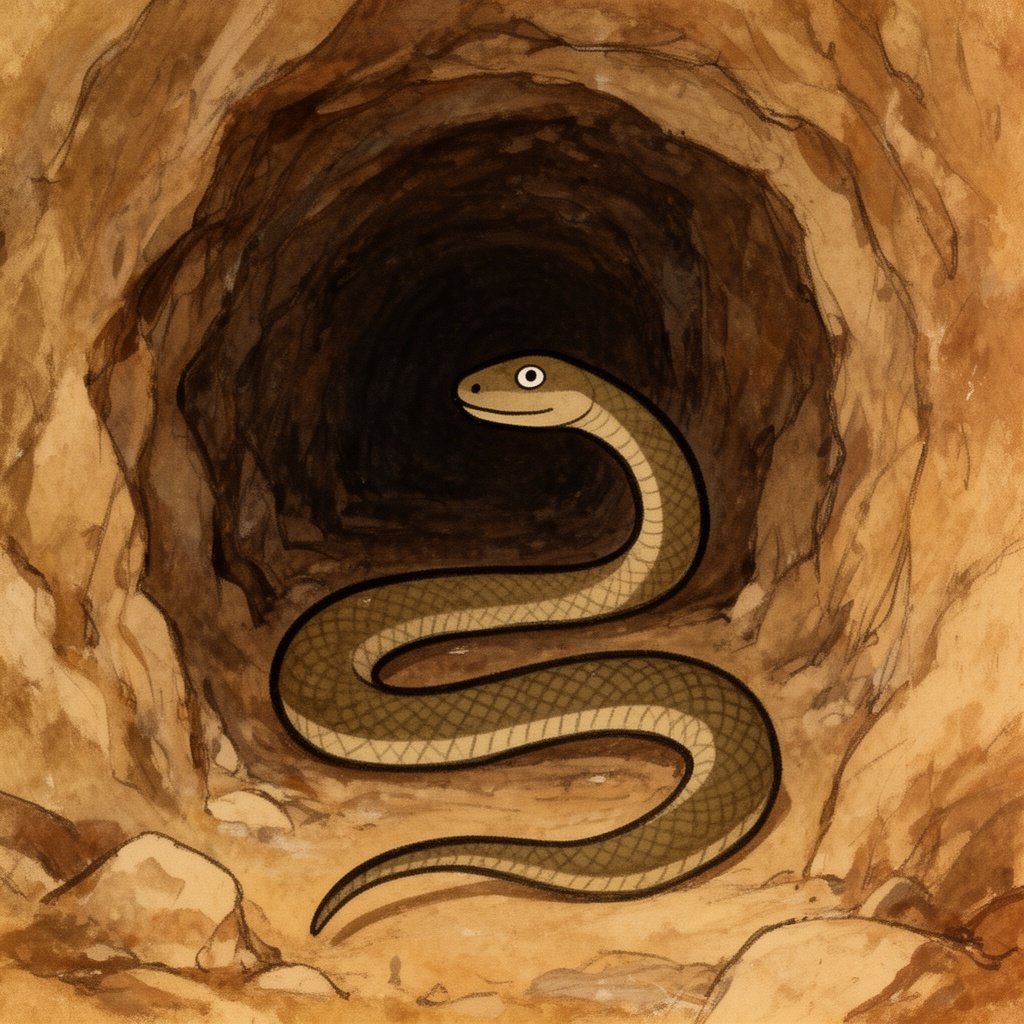 A snake slithering through a small tunnel