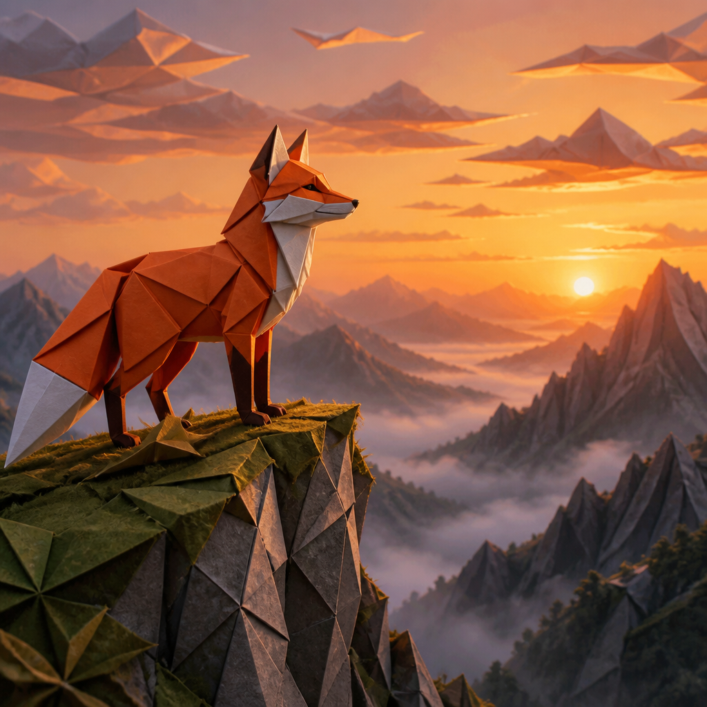 Origami AI art style example