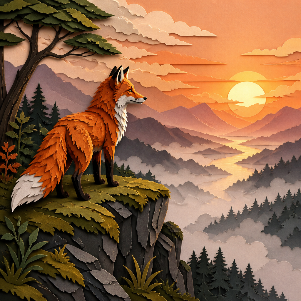 Papercraft AI art style example