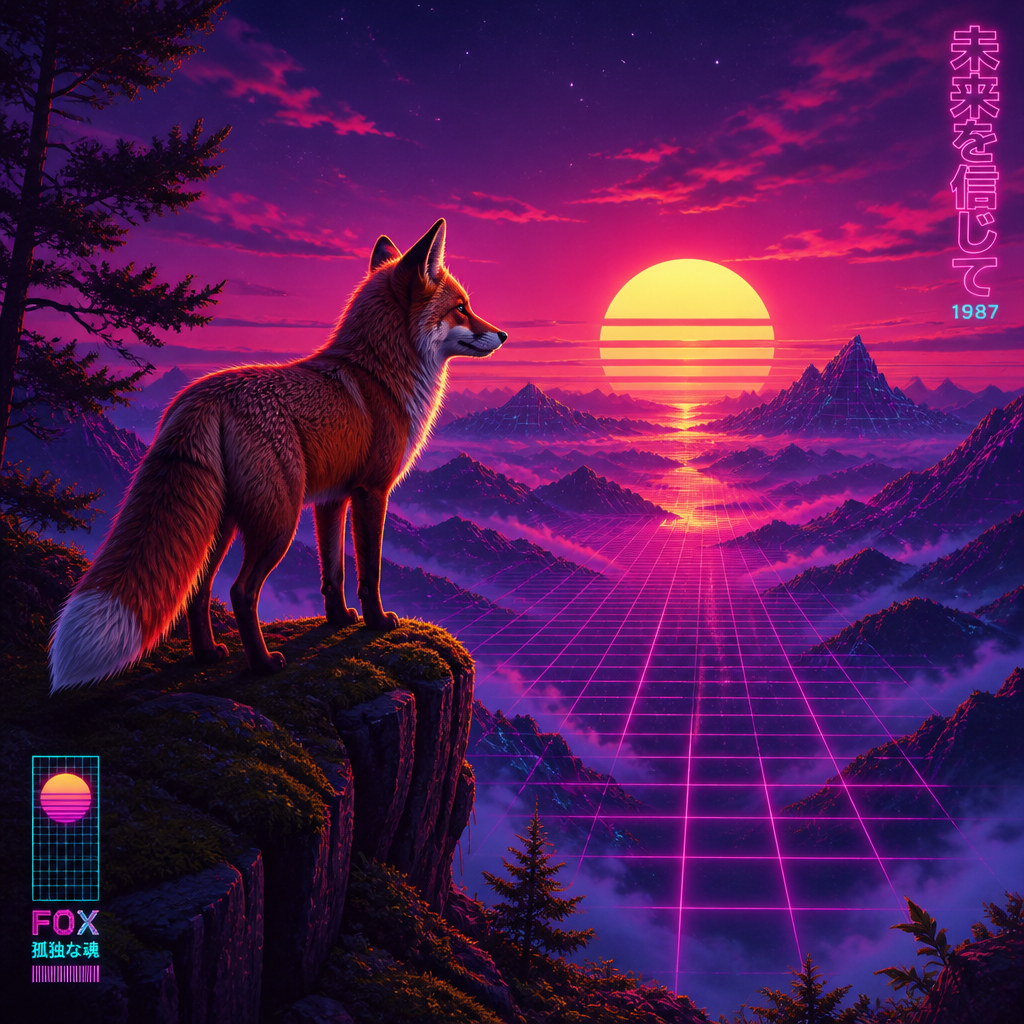 Synthwave AI art style example