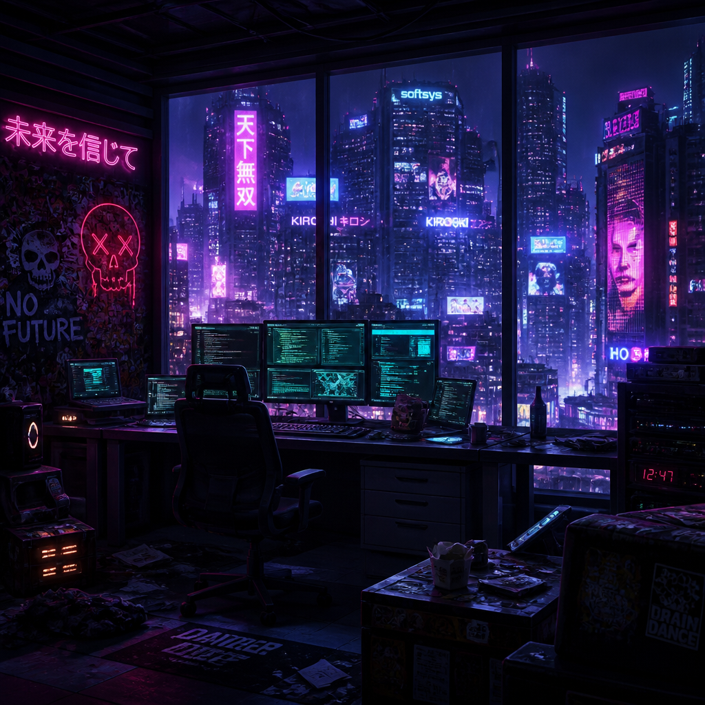 Cyberpunk style AI art example
