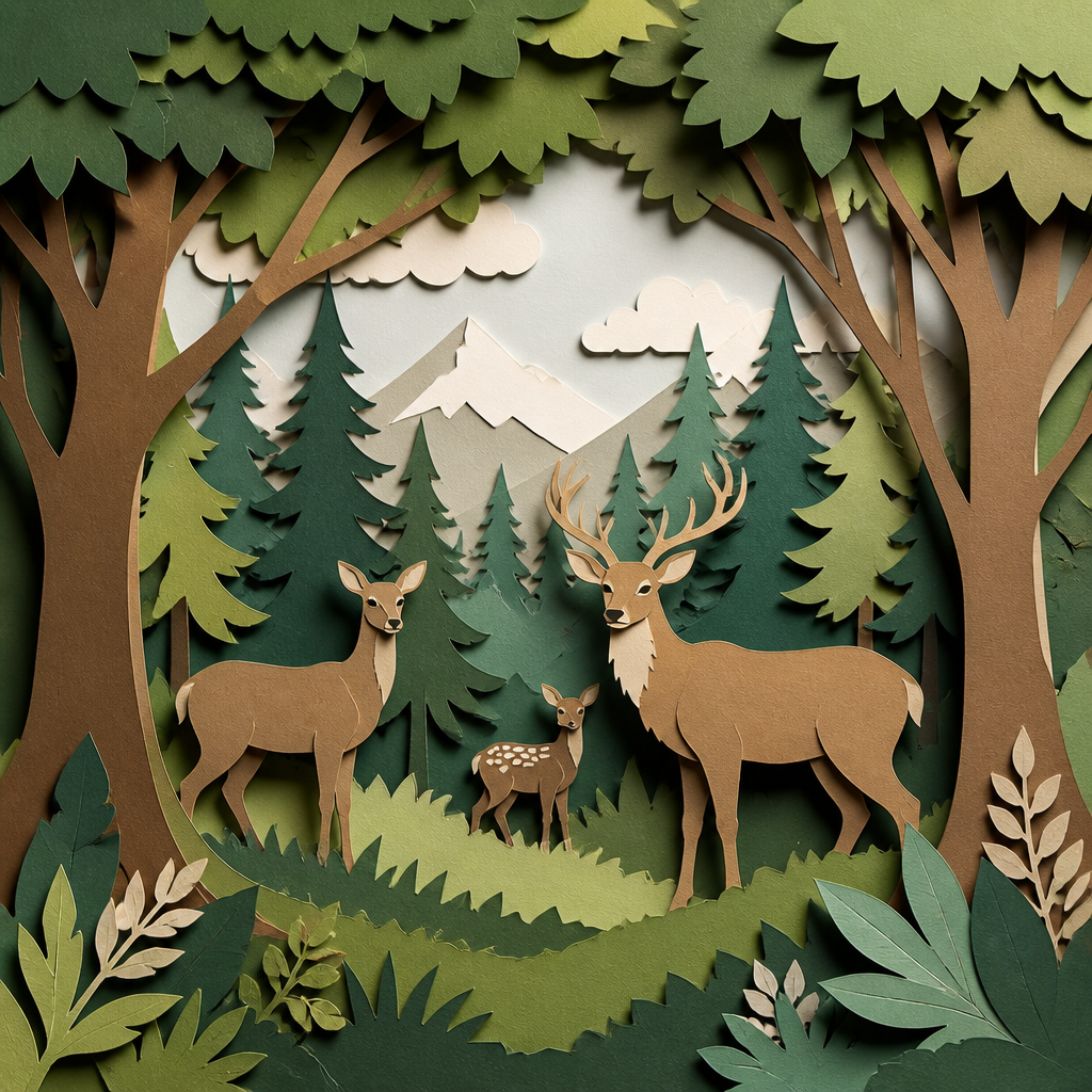 Papercraft style AI art example