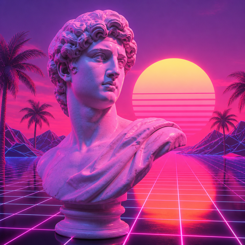 Vaporwave style AI art example