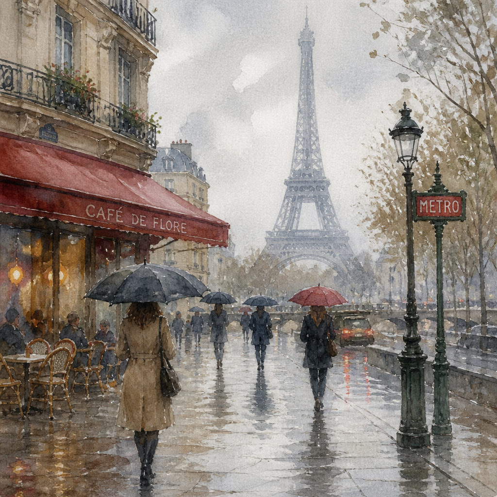 Watercolor style AI art example