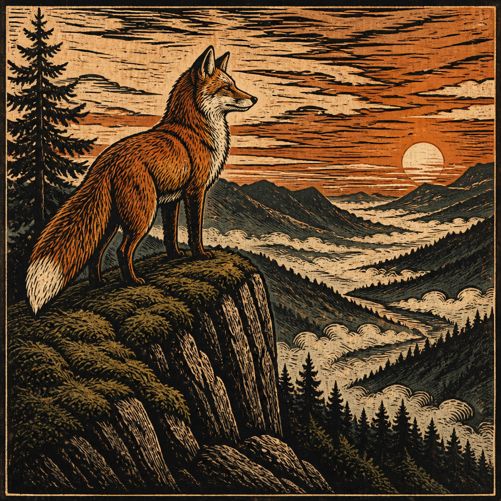 Woodcut AI art style example